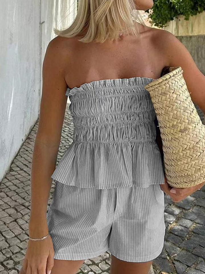 Striped Smocked Tube Top &amp; Shorts Set