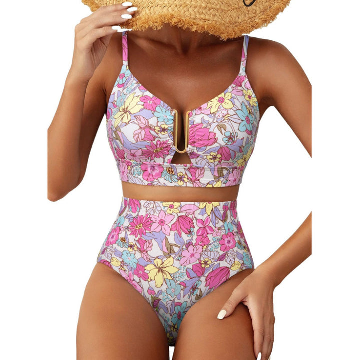 Floral High Waisted Bikini Set for Women – Sexy Two Piece Removable Pad Swimsuit