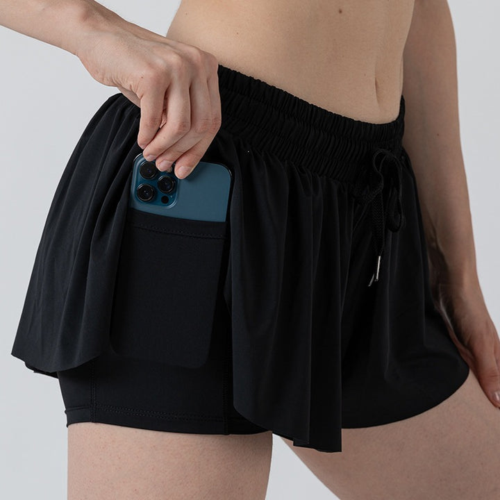 2-in-1 Athletic Shorts, High-Waisted Active Skort with Built-In Liner