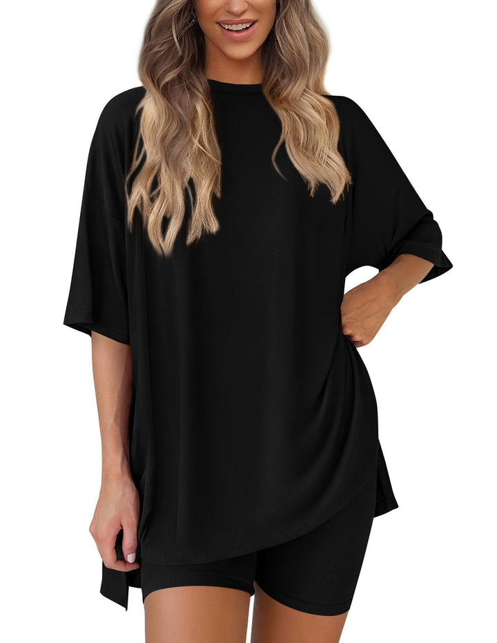 Oversized Tunic &amp; Biker Shorts Loungewear Set