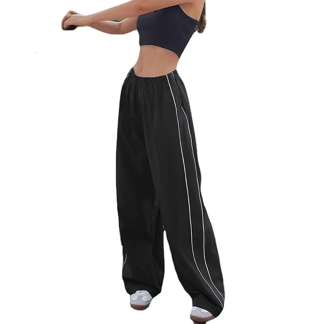 High-Waisted Side-Stripe Wide-Leg Parachute Pants