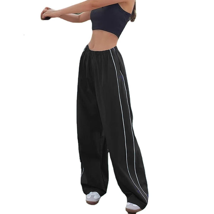 High-Waisted Side-Stripe Wide-Leg Parachute Pants