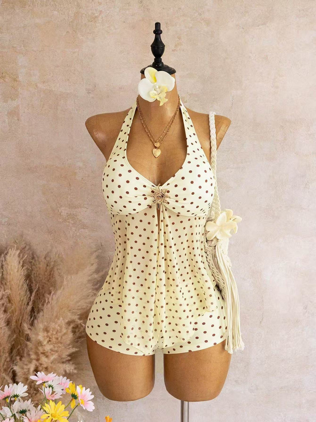 Sun-Embellished Halter Cover-Up Set