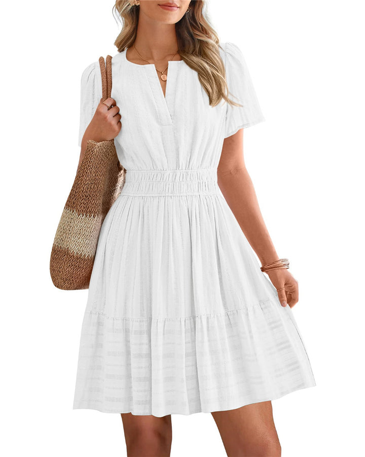 Smocked Waist Tiered Mini Dress