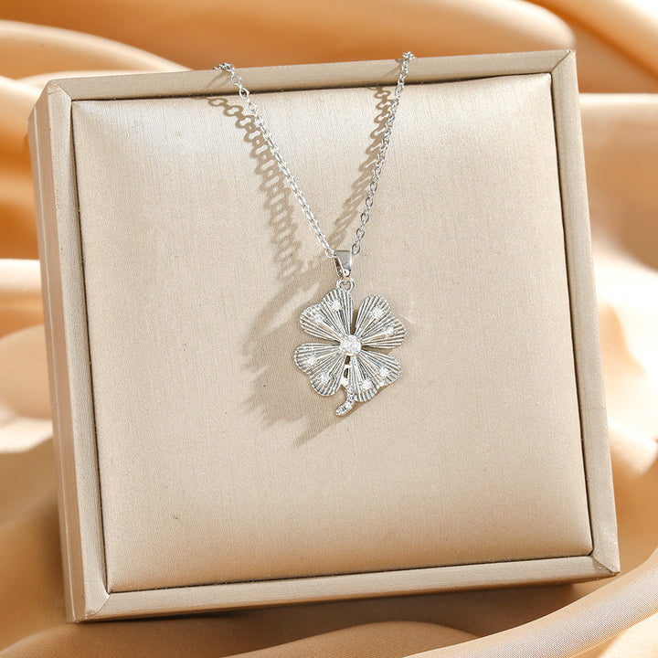 Four Leaf Clover CZ Necklace | Gold &amp;amp; Silver Lucky Pendant
