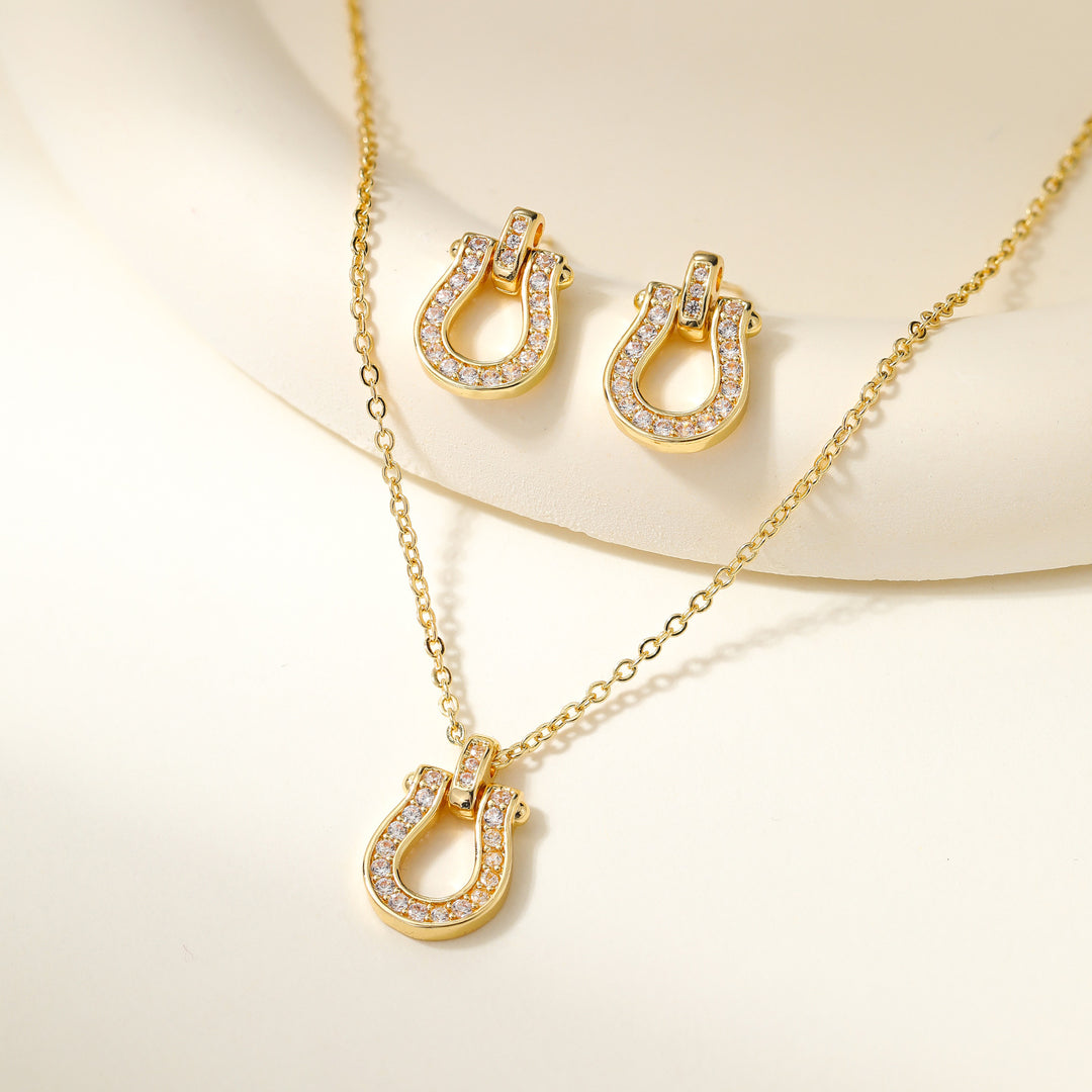 Exquisite Gold Necklace &amp;amp; Earring Set Sparkle—Effortlessly Yours.