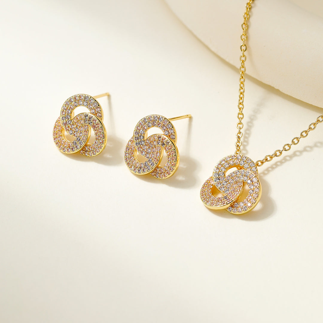 Exquisite Gold Necklace &amp;amp; Earring Set Sparkle—Effortlessly Yours.