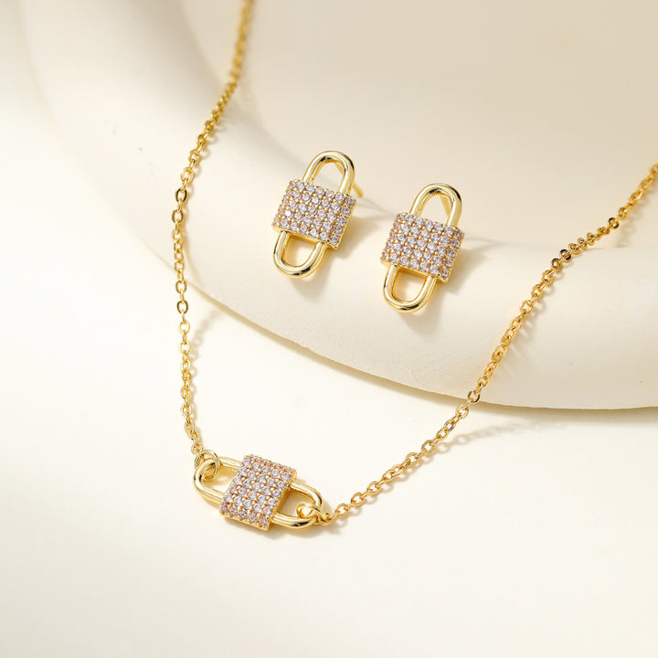 Exquisite Gold Necklace &amp;amp; Earring Set Sparkle—Effortlessly Yours.