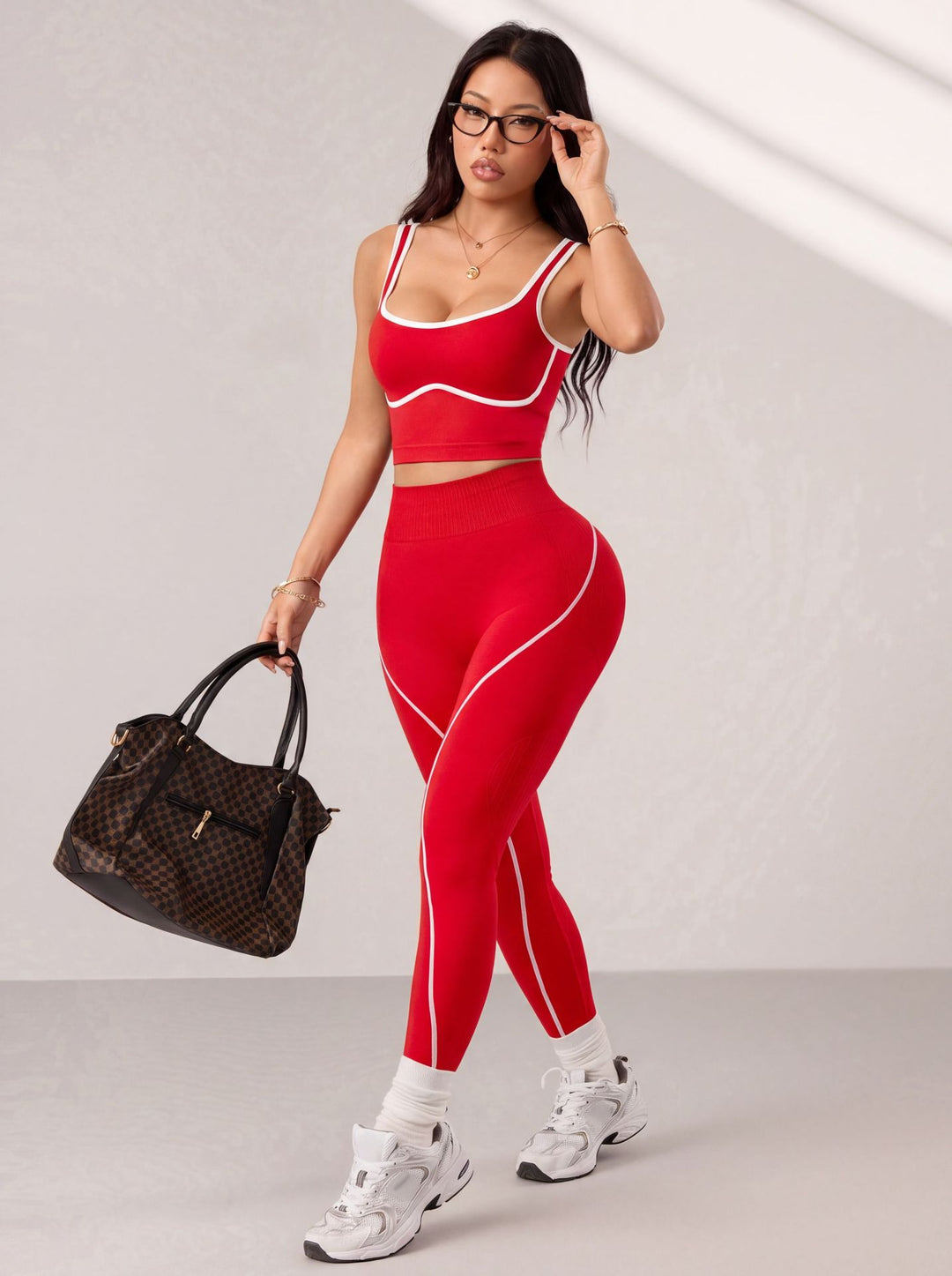 Black White Trim Seamless Workout Set