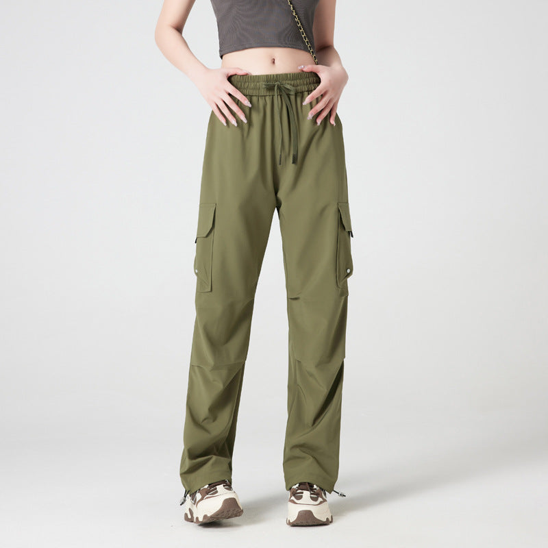 Quick-Dry Cargo Jogger Pants | Utility Streetwear Parachute Pants for Women
