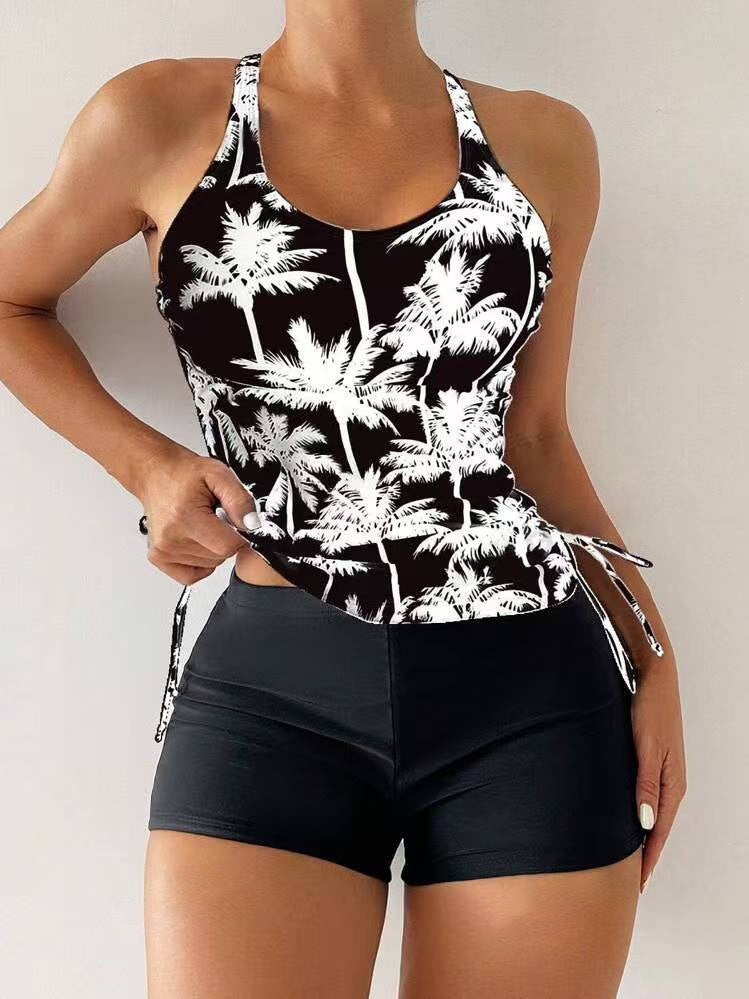 Palm Print Tankini Swim Set