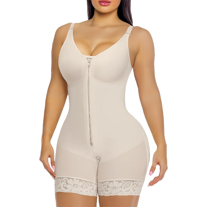 Full Body Shaper with Built-in Bra, High Compression Shapewear with Front Zipper &amp; Butt Lifter