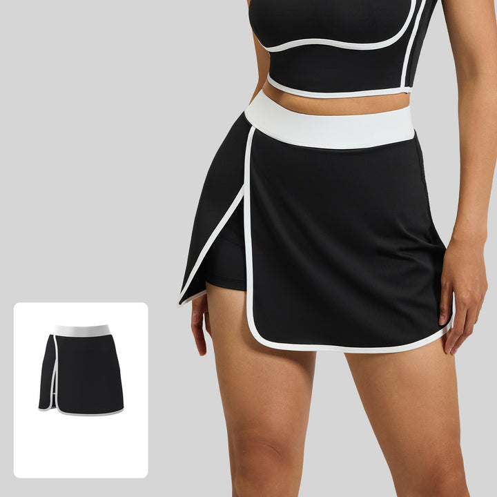 Black Contrast Trim 2-Piece Tennis Outfit