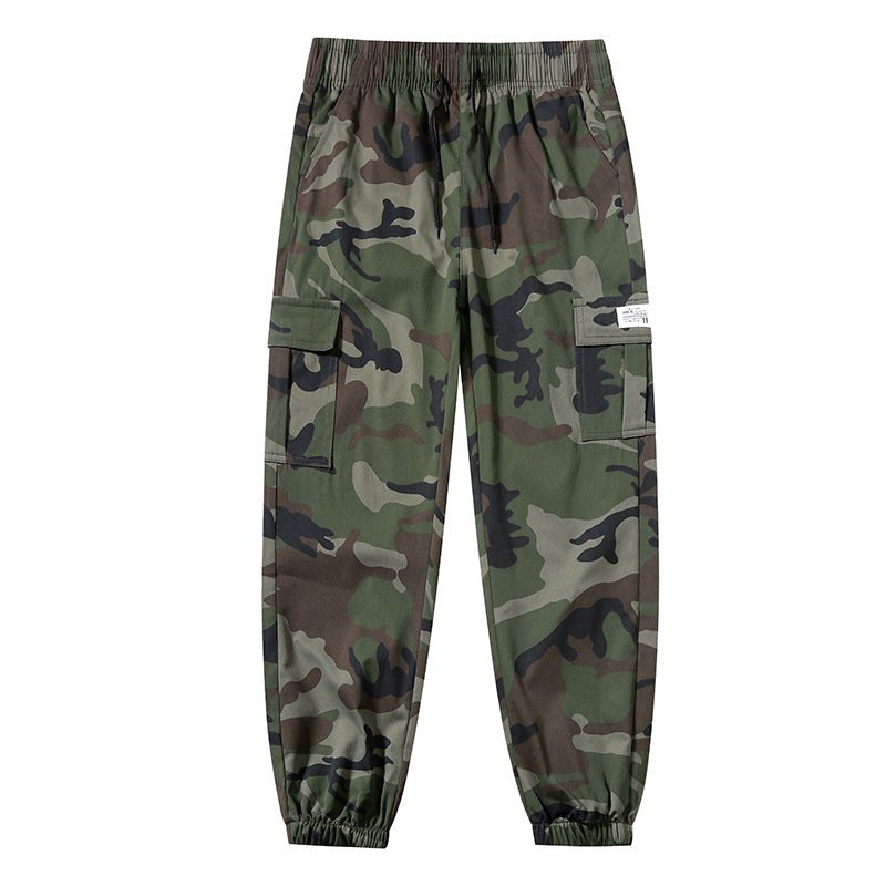 Camouflage Print Elastic Waist Cargo Jogger Pants