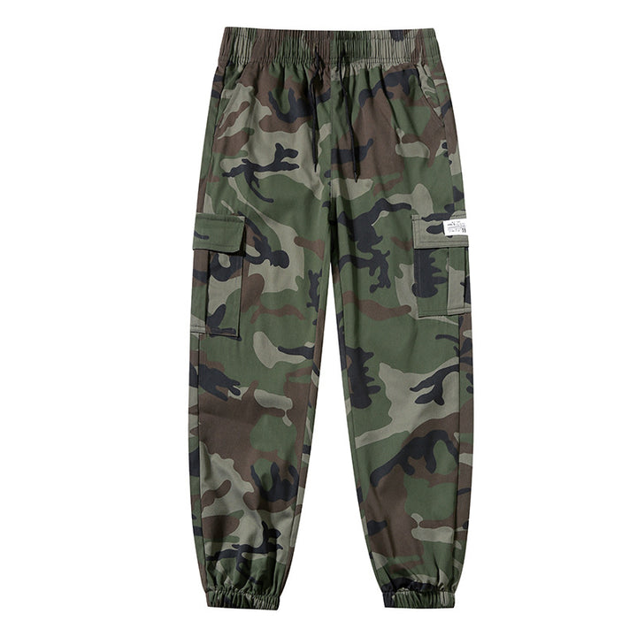 Camouflage Print Elastic Waist Cargo Jogger Pants