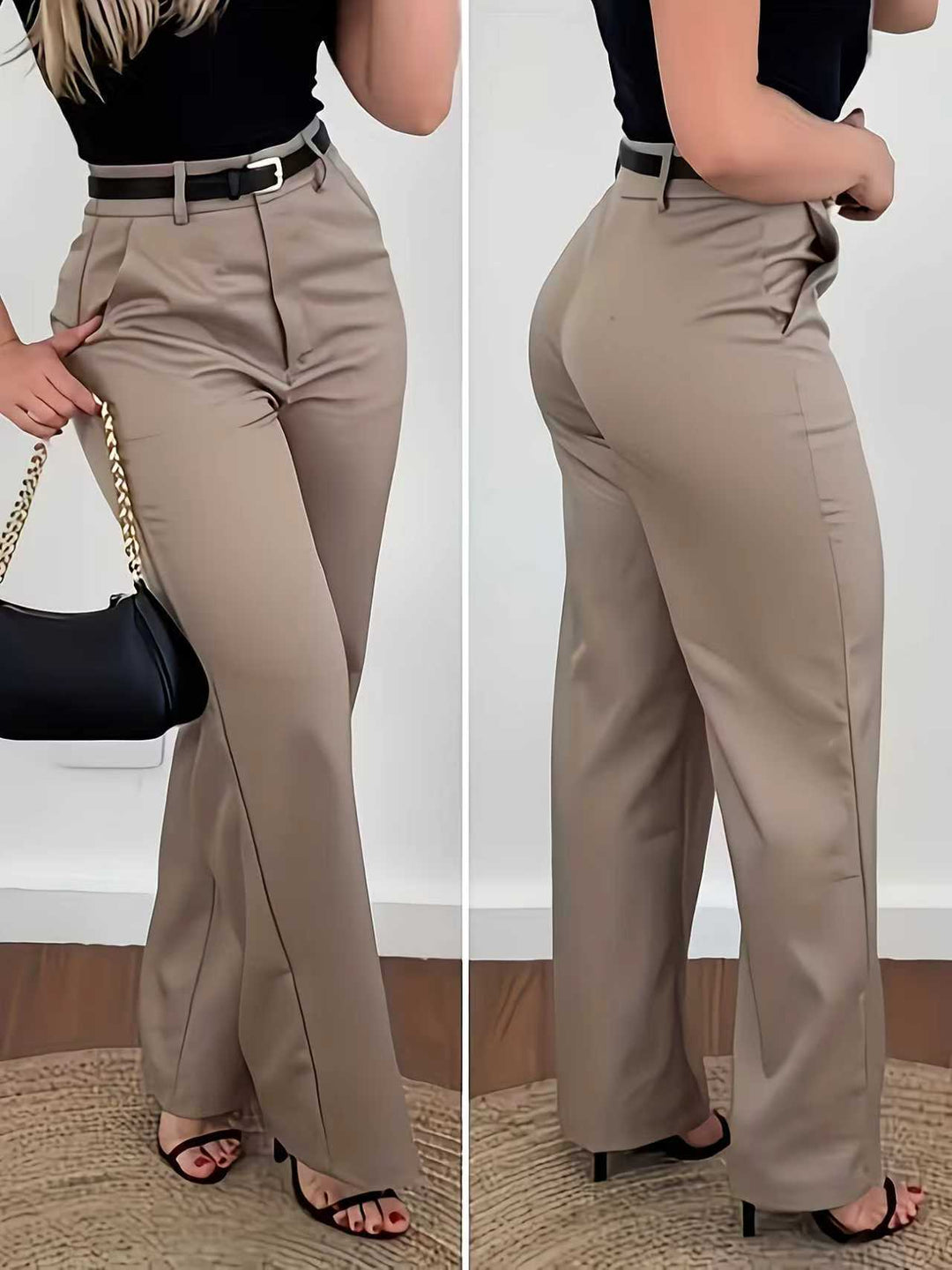 High-Waist Wide-Leg Dress Pants