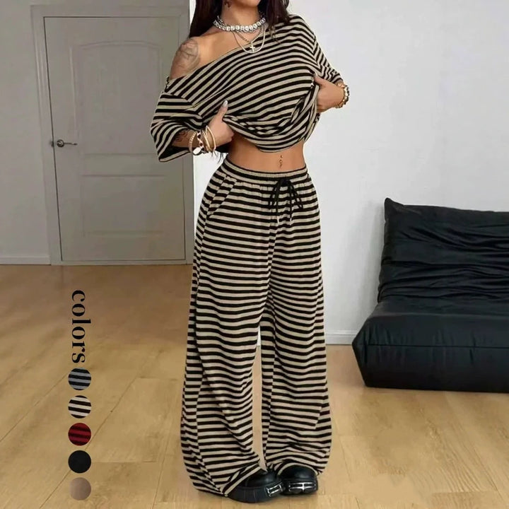 Off-ShoulderTop &amp;amp; Wide Leg Pants Loungewear Set