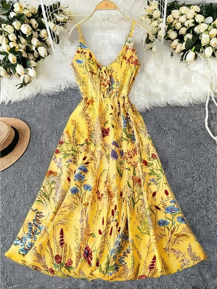 Floral Print Spaghetti Strap Midi Dress