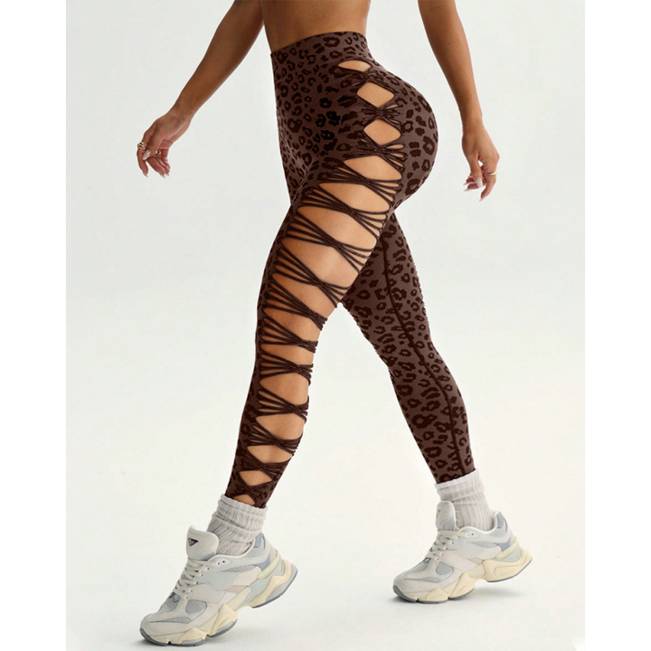 Leopard Print Crisscross Cutout Leggings