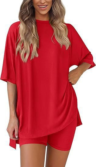Oversized Tunic &amp; Biker Shorts Loungewear Set