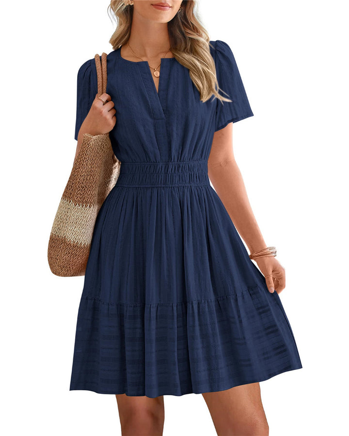 Smocked Waist Tiered Mini Dress