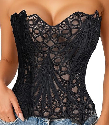 Pink Butterfly Lace Corset Top