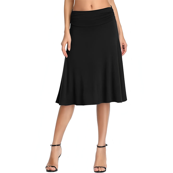Ruched Waist A-Line Midi Skirt