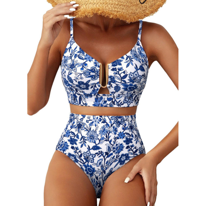 Floral High Waisted Bikini Set for Women – Sexy Two Piece Removable Pad Swimsuit