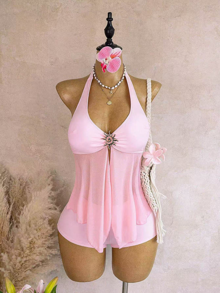 Sun-Embellished Halter Cover-Up Set