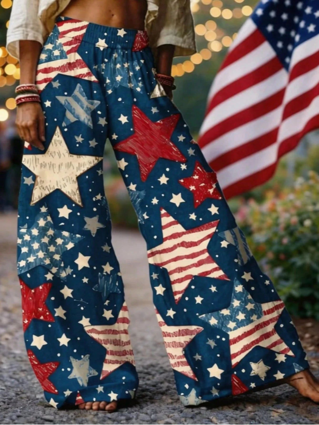 Watercolor Floral Elastic High Waist Wide Leg Palazzo Pants