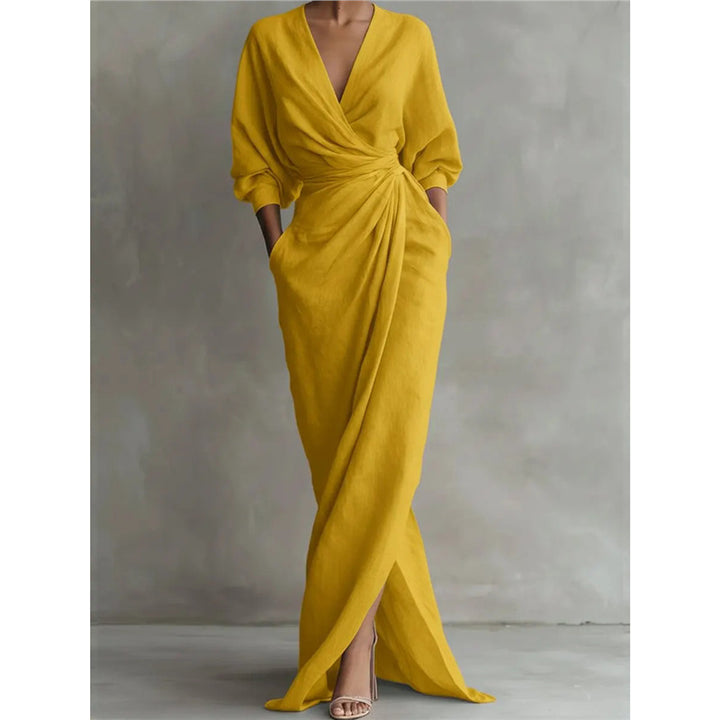 Pink Linen Wrap Maxi Dress