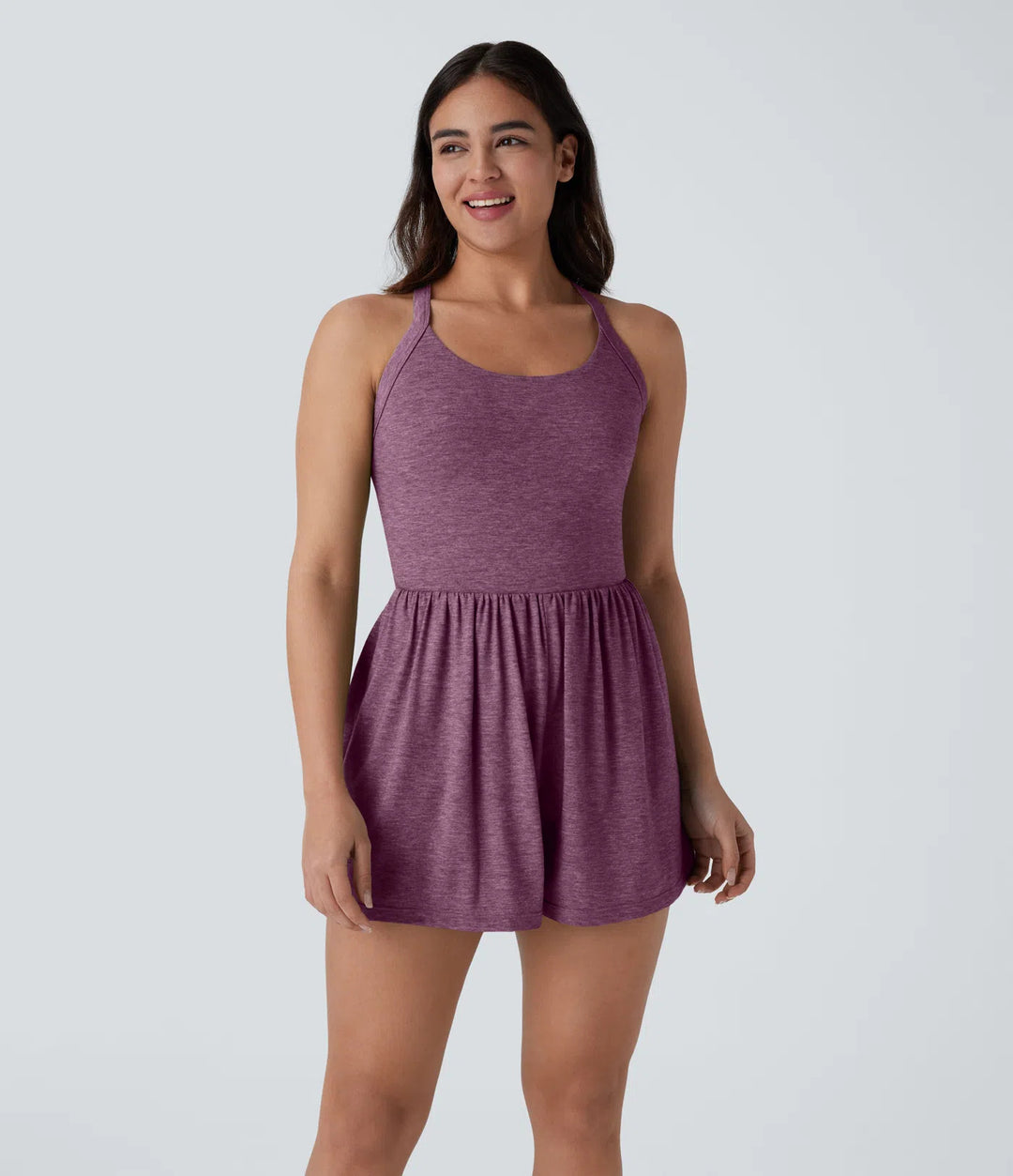 Active Romper, Easy On/Off Sleeveless One-Piece with Built-In Shorts