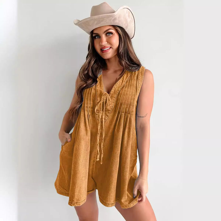 Light Blue Washed Denim Sleeveless Romper
