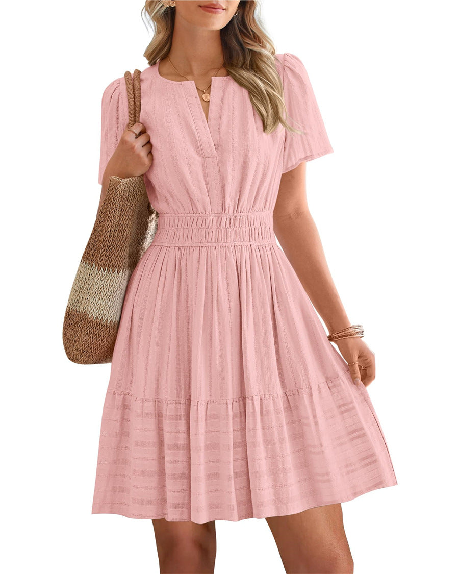 Smocked Waist Tiered Mini Dress