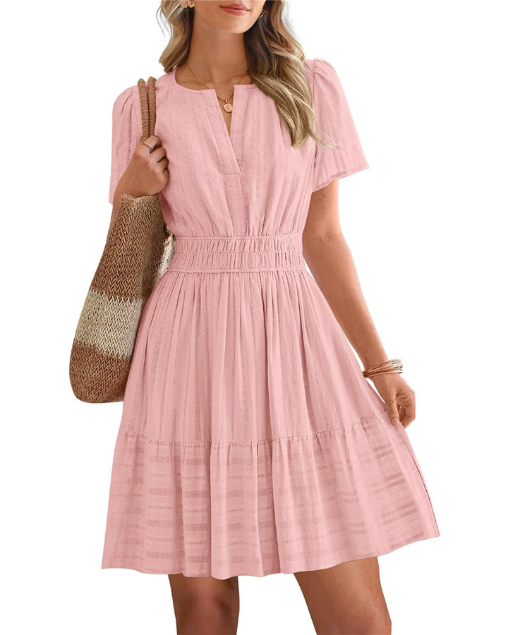 Smocked Waist Tiered Mini Dress