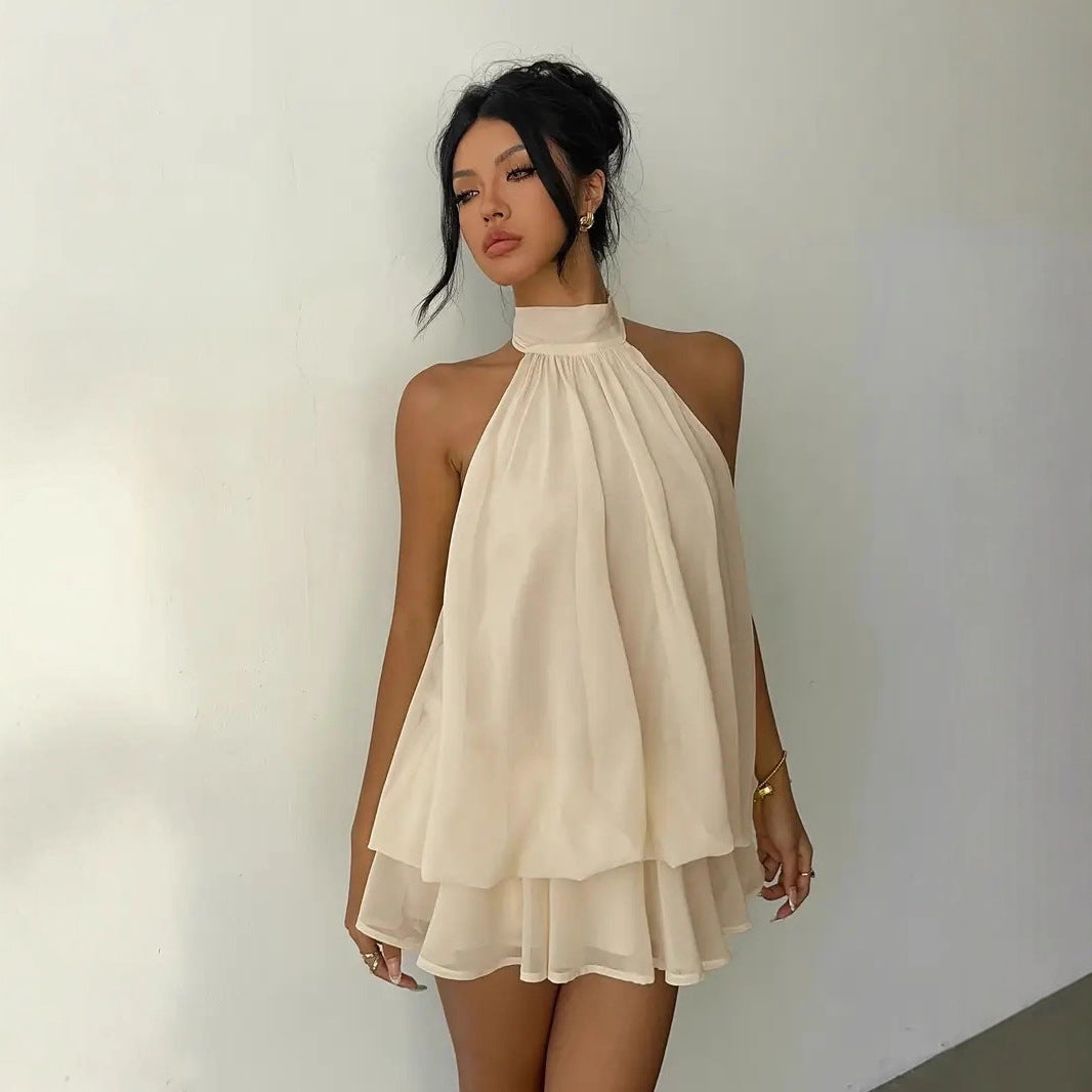Halter Neck Chiffon Mini Dress