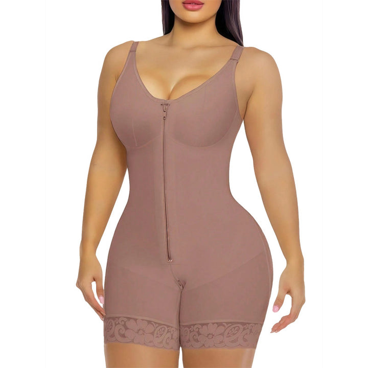 Full Body Shaper with Built-in Bra, High Compression Shapewear with Front Zipper &amp; Butt Lifter