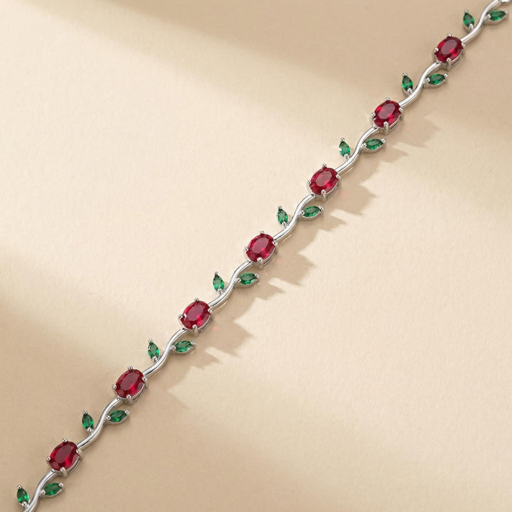 Gold Tone Multicolor Gem Vine Leaf Bracelet | Vintage Nature-Inspired CZ Cuff