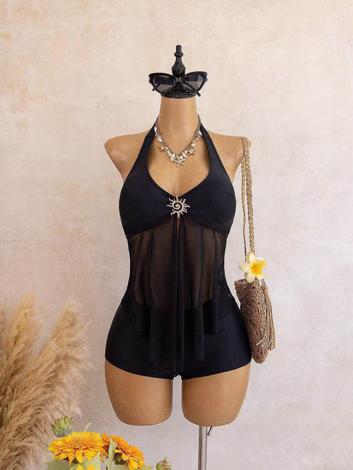 Sun-Embellished Halter Cover-Up Set