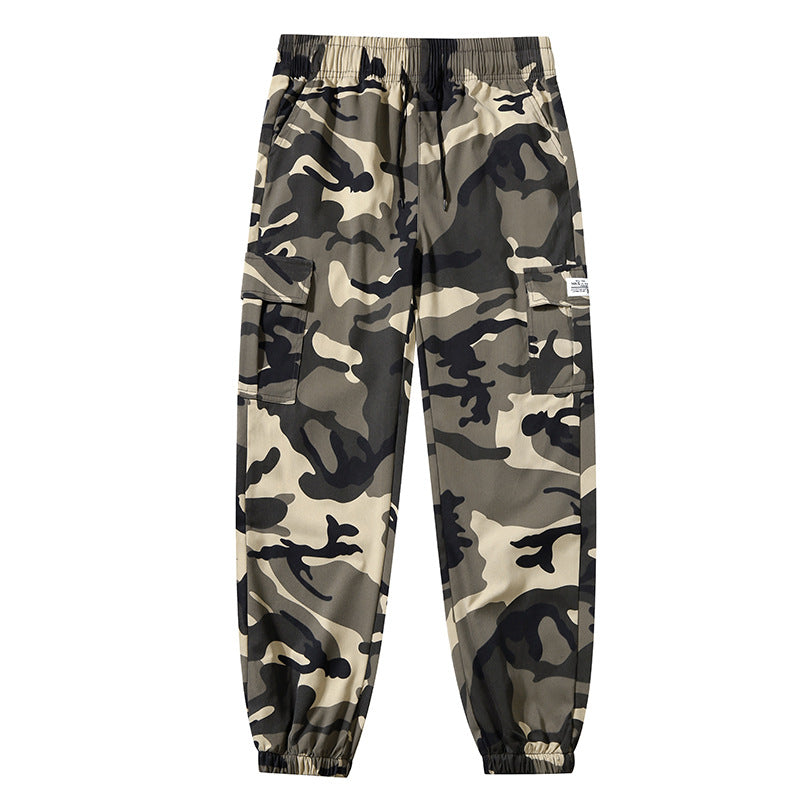 Camouflage Print Elastic Waist Cargo Jogger Pants