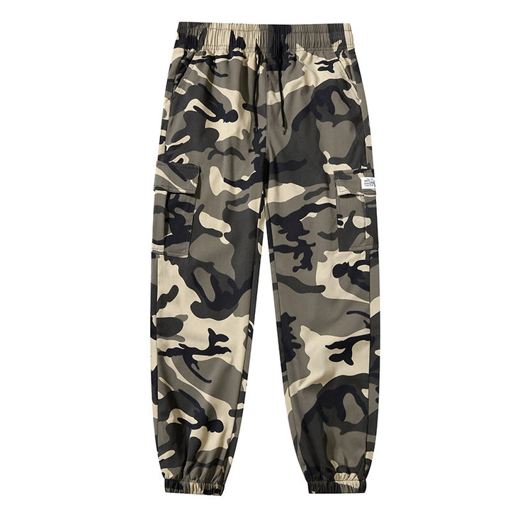 Camouflage Print Elastic Waist Cargo Jogger Pants