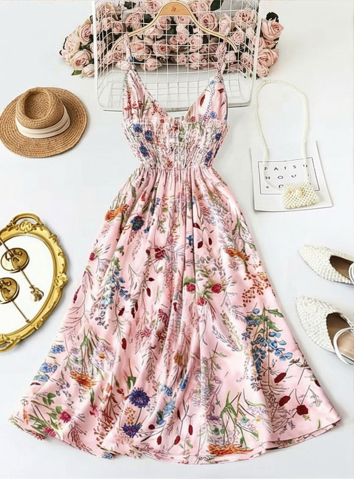 Floral Print Spaghetti Strap Midi Dress