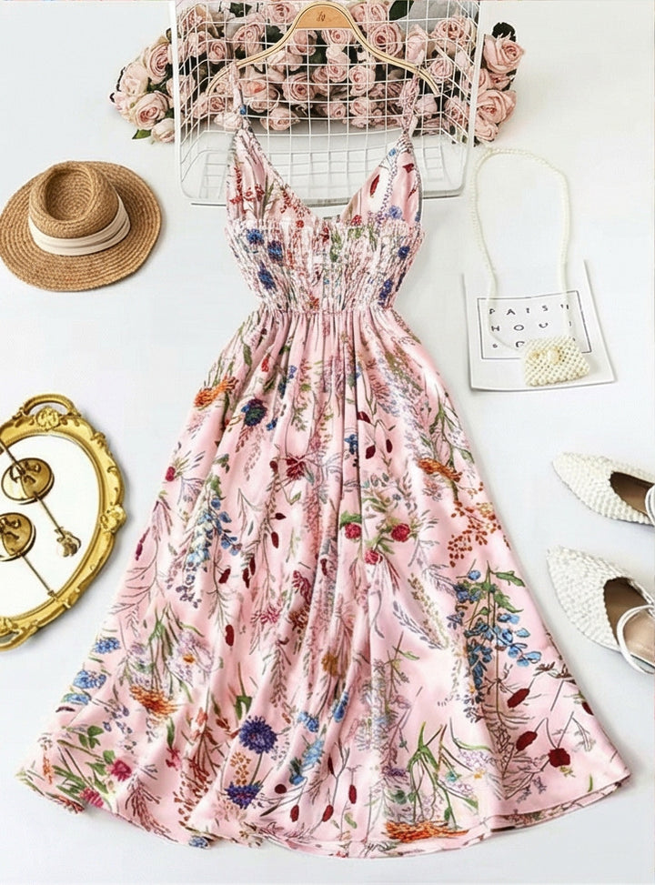 Floral Print Spaghetti Strap Midi Dress