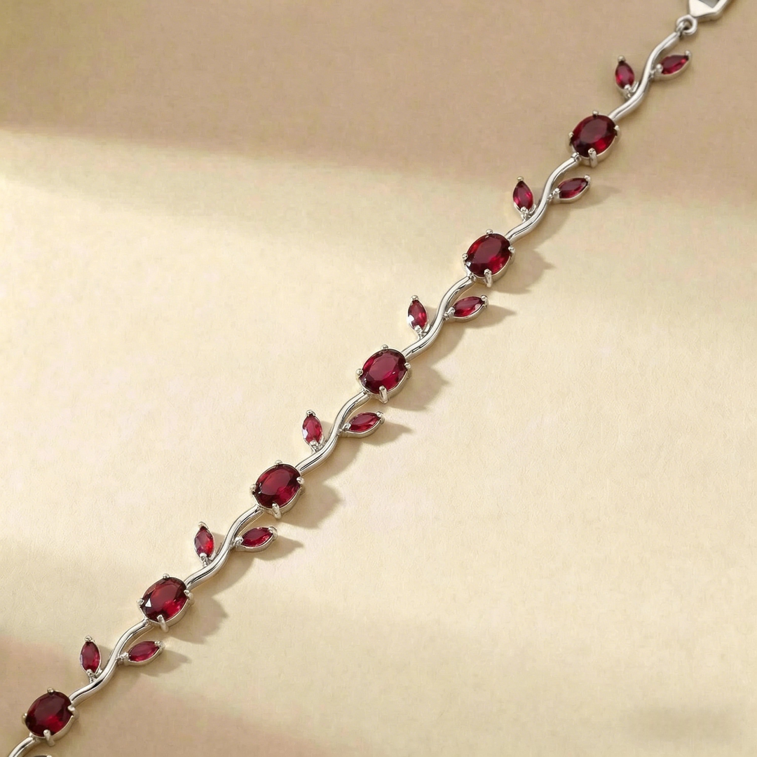 Gold Tone Multicolor Gem Vine Leaf Bracelet | Vintage Nature-Inspired CZ Cuff