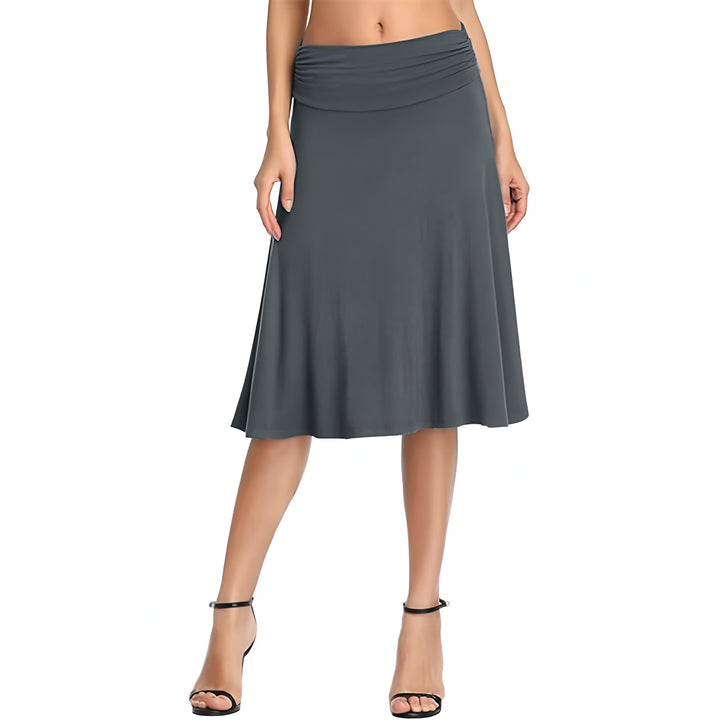 Ruched Waist A-Line Midi Skirt