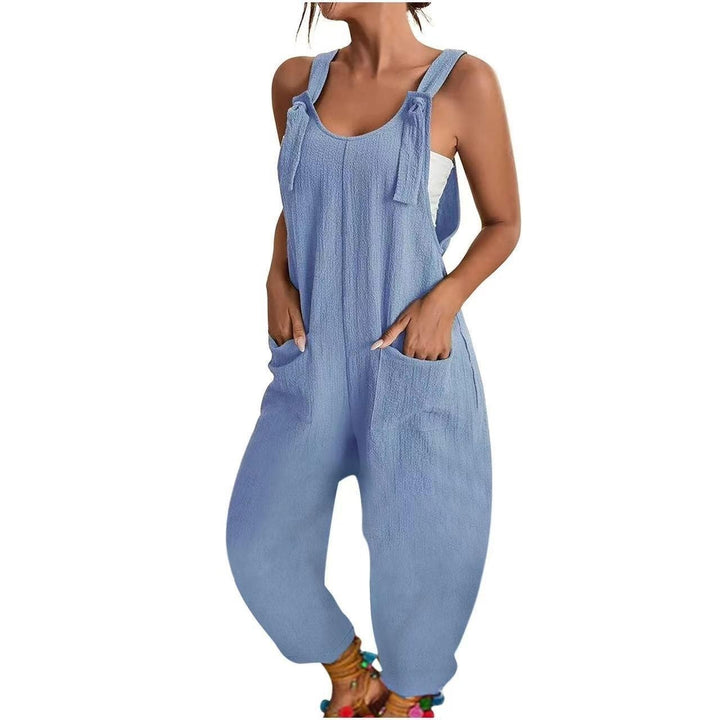 Textured Knotted Strap Loose Jumpsuit
