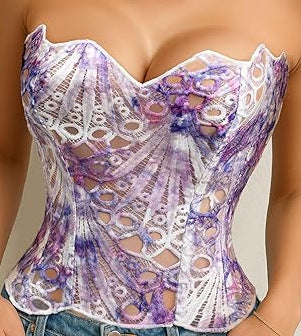 Pink Butterfly Lace Corset Top