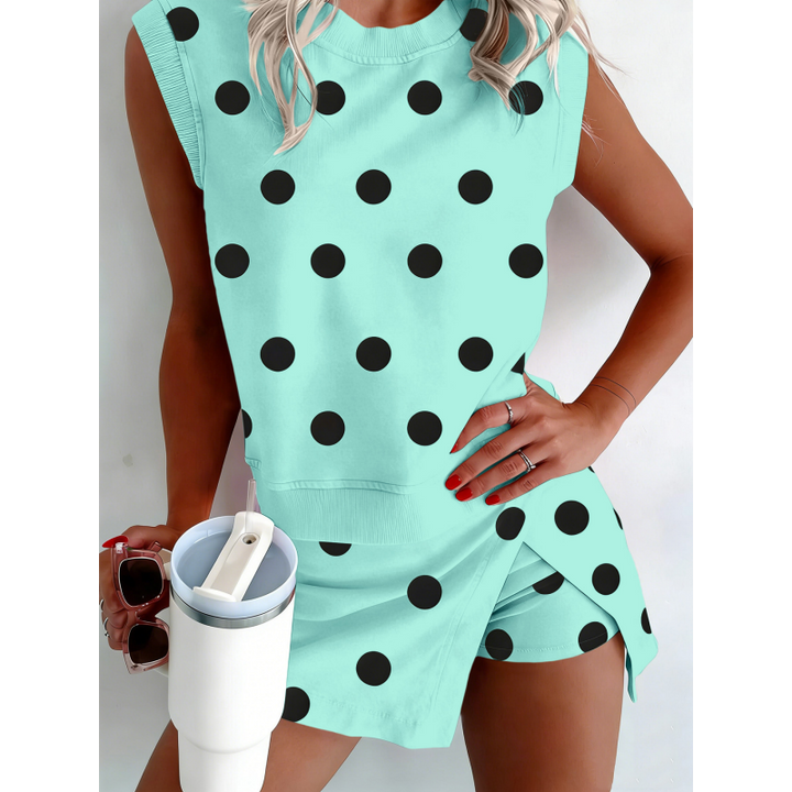 Polka Dot Sleeveless Skort Set