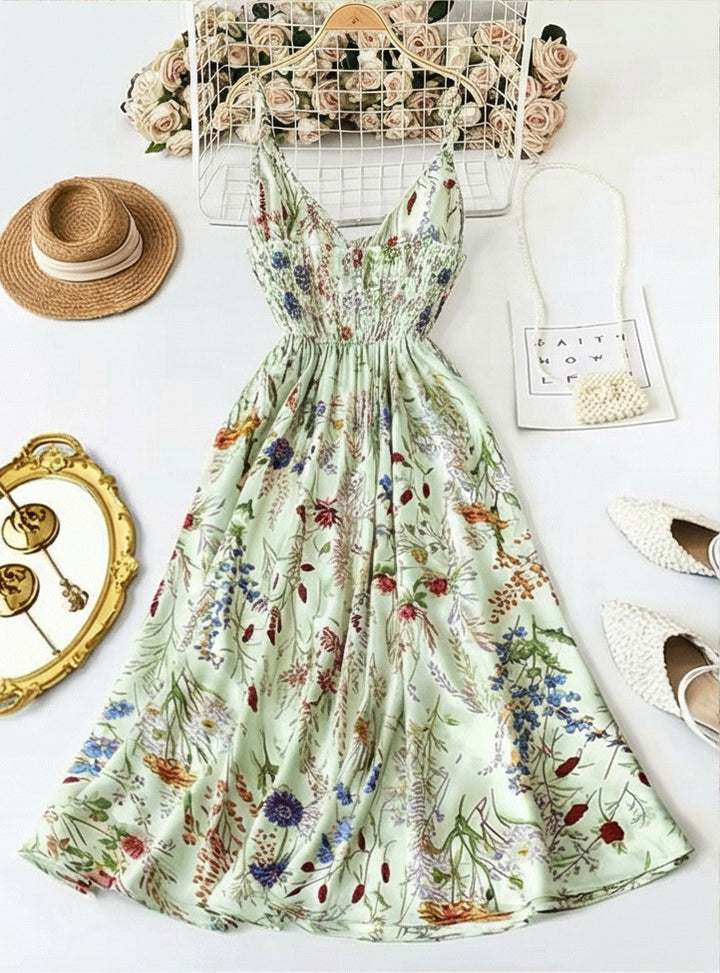 Floral Print Spaghetti Strap Midi Dress