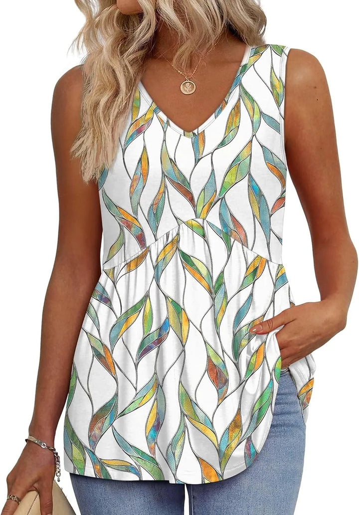Eyelet Embroidery V Neck Sleeveless Peplum Tank Top With Side Pockets